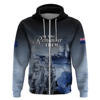 New Zealand ANZAC Day Hoodie HMNZS Achilles We Will Remember Them LT05 Zip Hoodie Blue - Polynesian Pride
