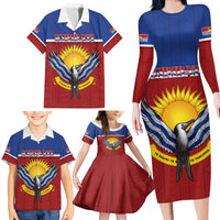Kiribati 45th Independence Day Family Matching Long Sleeve Bodycon Dress and Hawaiian Shirt Lesser Frigatebird Tribal Pattern LT05 - Polynesian Pride