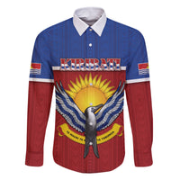 Kiribati 45th Independence Day Family Matching Long Sleeve Bodycon Dress and Hawaiian Shirt Lesser Frigatebird Tribal Pattern LT05 Dad's Shirt - Long Sleeve Red - Polynesian Pride