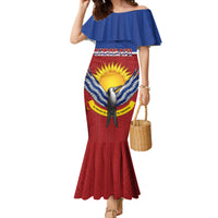 Kiribati 45th Independence Day Family Matching Mermaid Dress and Hawaiian Shirt Lesser Frigatebird Tribal Pattern LT05 Mom's Dress Red - Polynesian Pride
