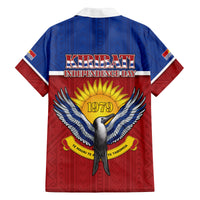 Kiribati 45th Independence Day Family Matching Off The Shoulder Long Sleeve Dress and Hawaiian Shirt Lesser Frigatebird Tribal Pattern LT05 - Polynesian Pride
