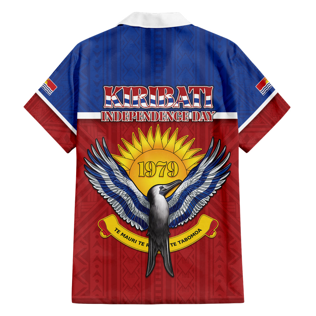 Kiribati 45th Independence Day Family Matching Off Shoulder Short Dress and Hawaiian Shirt Lesser Frigatebird Tribal Pattern LT05 - Polynesian Pride