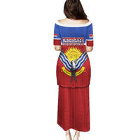 Kiribati 45th Independence Day Family Matching Puletasi and Hawaiian Shirt Lesser Frigatebird Tribal Pattern
