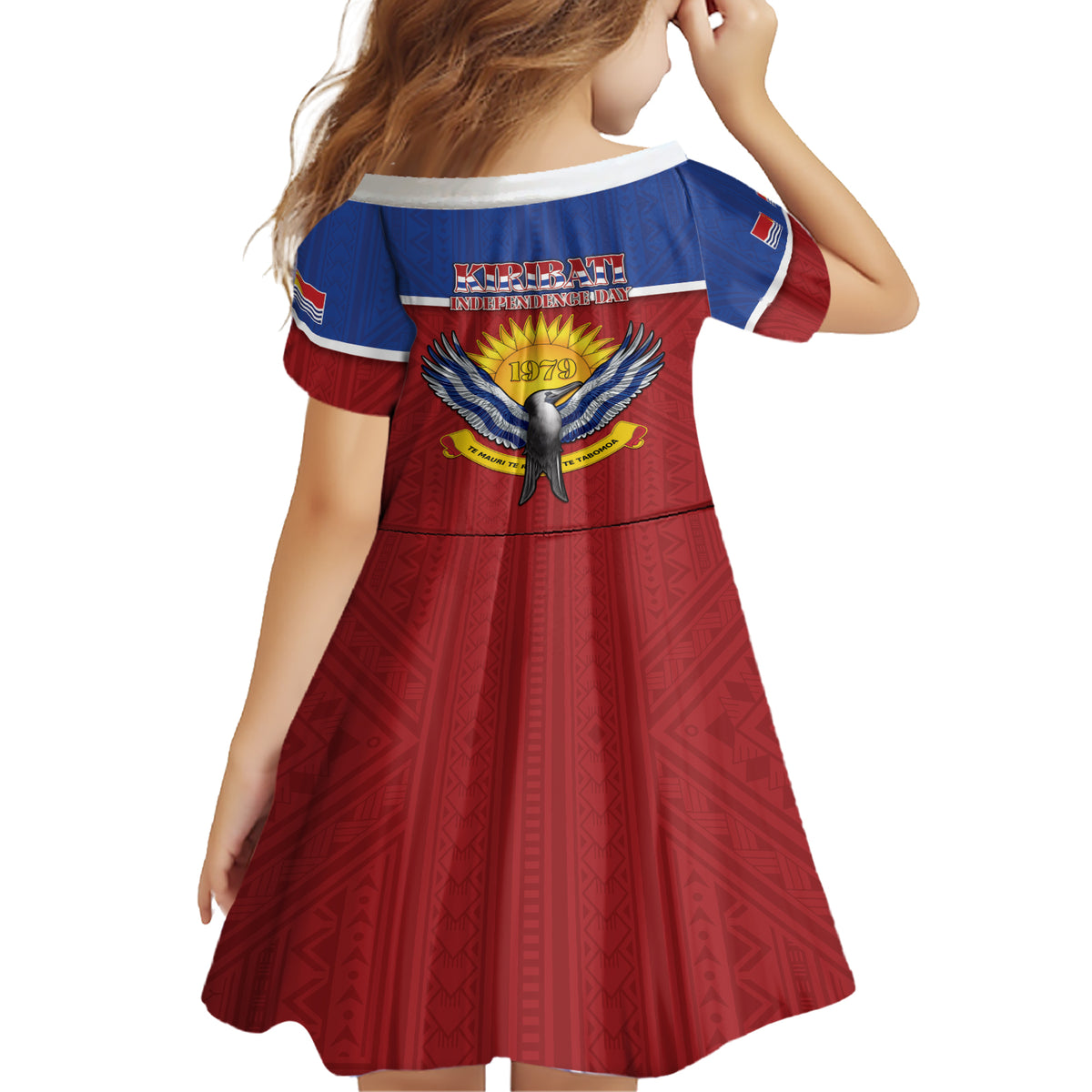 Kiribati 45th Independence Day Family Matching Short Sleeve Bodycon Dress and Hawaiian Shirt Lesser Frigatebird Tribal Pattern LT05 - Polynesian Pride