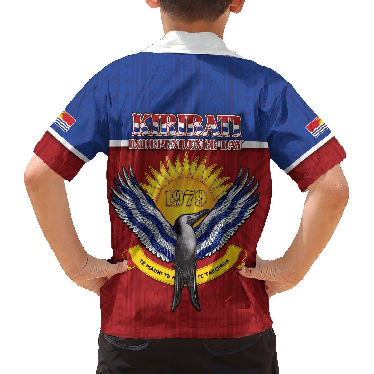 Kiribati 45th Independence Day Family Matching Tank Maxi Dress and Hawaiian Shirt Lesser Frigatebird Tribal Pattern LT05 - Polynesian Pride