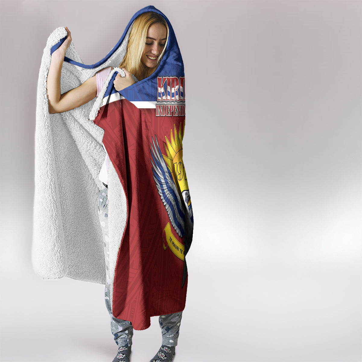 Kiribati 45th Independence Day Hooded Blanket Lesser Frigatebird Tribal Pattern
