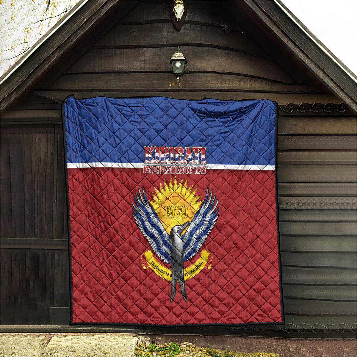 Kiribati 45th Independence Day Quilt Lesser Frigatebird Tribal Pattern