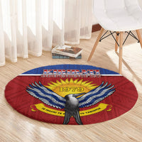 Kiribati 45th Independence Day Round Carpet Lesser Frigatebird Tribal Pattern