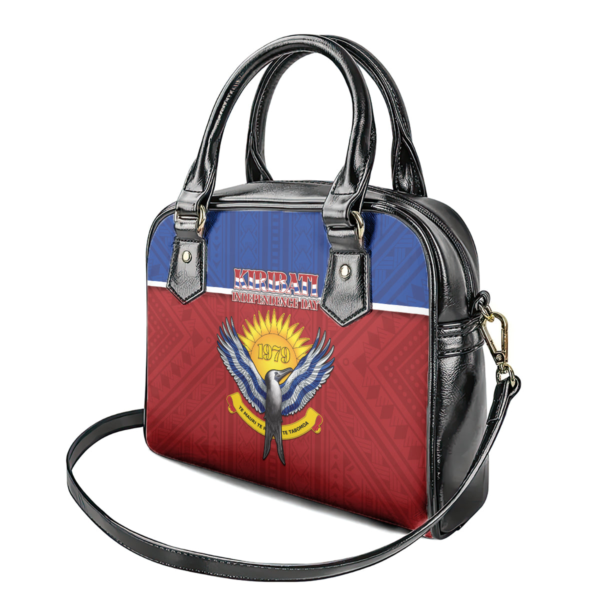 Kiribati 45th Independence Day Shoulder Handbag Lesser Frigatebird Tribal Pattern