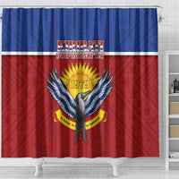 Kiribati 45th Independence Day Shower Curtain Lesser Frigatebird Tribal Pattern