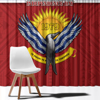 Kiribati 45th Independence Day Window Curtain Lesser Frigatebird Tribal Pattern