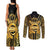 Vanuatu 45th Anniversary Of Independence Couples Matching Tank Maxi Dress and Long Sleeve Button Shirt Gold Style - Polynesian Pride
