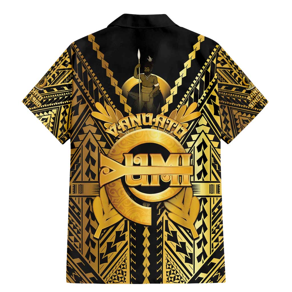 Vanuatu 45th Anniversary Of Independence Family Matching Mermaid Dress and Hawaiian Shirt Gold Style LT05 - Polynesian Pride