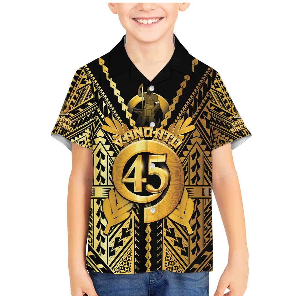 Vanuatu 45th Anniversary Of Independence Family Matching Mermaid Dress and Hawaiian Shirt Gold Style LT05 Son's Shirt Gold - Polynesian Pride