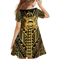 Vanuatu 45th Anniversary Of Independence Family Matching Off The Shoulder Long Sleeve Dress and Hawaiian Shirt Gold Style LT05 - Polynesian Pride
