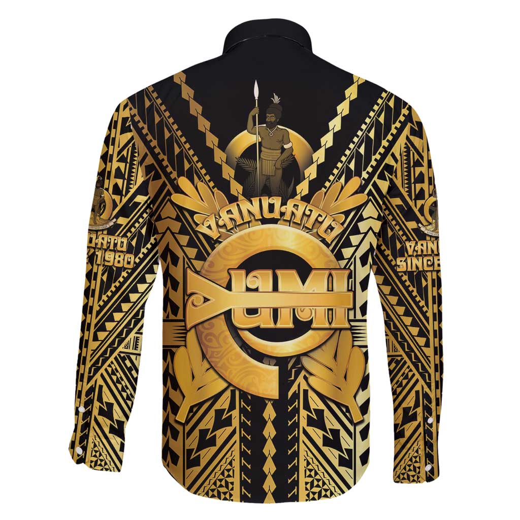 Vanuatu 45th Anniversary Of Independence Family Matching Off Shoulder Short Dress and Hawaiian Shirt Gold Style LT05 - Polynesian Pride