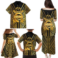 Vanuatu 45th Anniversary Of Independence Family Matching Puletasi and Hawaiian Shirt Gold Style LT05 - Polynesian Pride