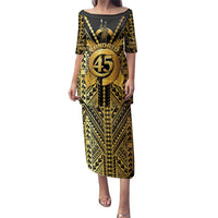 Vanuatu 45th Anniversary Of Independence Family Matching Puletasi and Hawaiian Shirt Gold Style LT05 Mom's Dress Gold - Polynesian Pride
