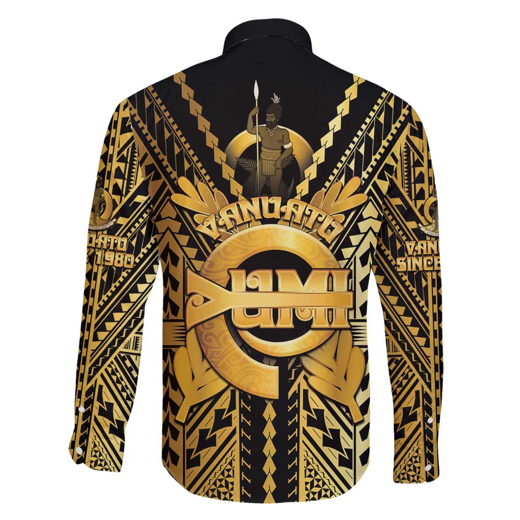 Vanuatu 45th Anniversary Of Independence Family Matching Short Sleeve Bodycon Dress and Hawaiian Shirt Gold Style LT05 - Polynesian Pride