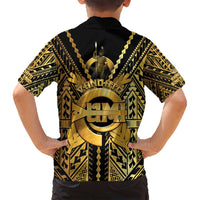 Vanuatu 45th Anniversary Of Independence Family Matching Summer Maxi Dress and Hawaiian Shirt Gold Style LT05 - Polynesian Pride
