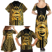 Vanuatu 45th Anniversary Of Independence Family Matching Summer Maxi Dress and Hawaiian Shirt Gold Style LT05 - Polynesian Pride