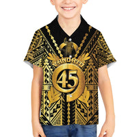 Vanuatu 45th Anniversary Of Independence Family Matching Tank Maxi Dress and Hawaiian Shirt Gold Style LT05 Son's Shirt Gold - Polynesian Pride