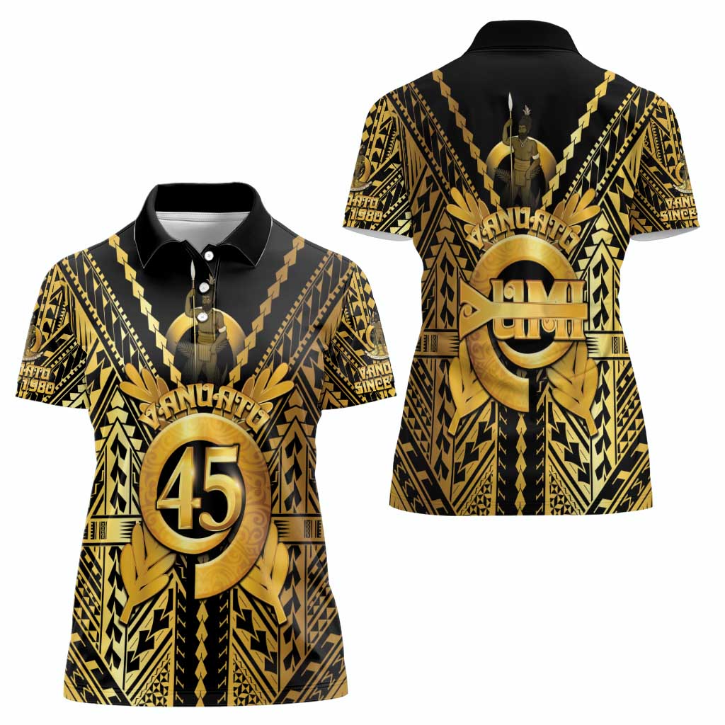 Vanuatu 45th Anniversary Of Independence Women Polo Shirt Gold Style - Polynesian Pride