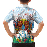 Hawaii And Japan Okinawa Family Matching Mermaid Dress and Hawaiian Shirt Aloha Gozaimasu Tiki With Shisa LT05 - Polynesian Pride
