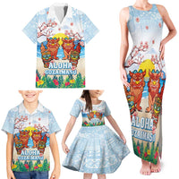 Hawaii And Japan Okinawa Family Matching Tank Maxi Dress and Hawaiian Shirt Aloha Gozaimasu Tiki With Shisa LT05 - Polynesian Pride