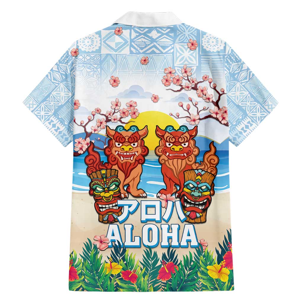 Hawaii And Japan Okinawa Family Matching Tank Maxi Dress and Hawaiian Shirt Aloha Gozaimasu Tiki With Shisa LT05 - Polynesian Pride