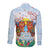 Hawaii And Japan Okinawa Long Sleeve Button Shirt Aloha Gozaimasu Tiki With Shisa