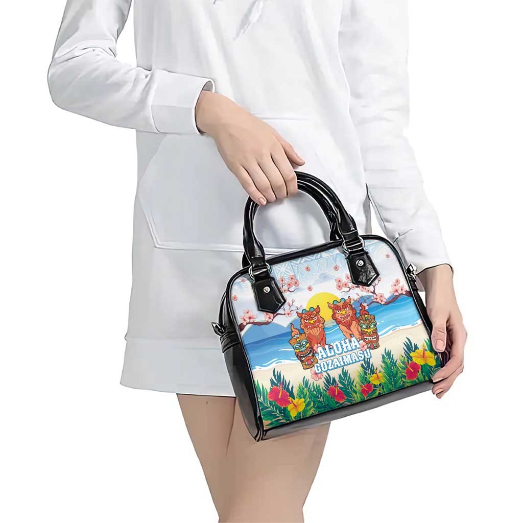 Hawaii And Japan Okinawa Shoulder Handbag Aloha Gozaimasu Tiki With Shisa