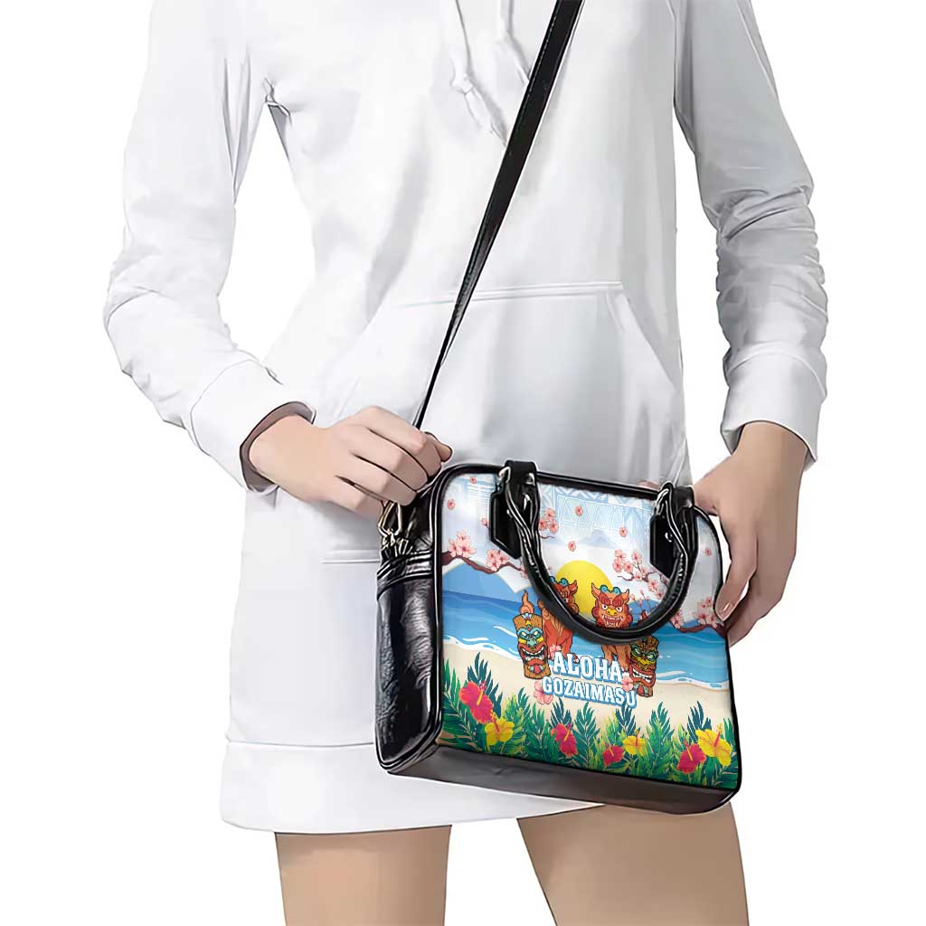 Hawaii And Japan Okinawa Shoulder Handbag Aloha Gozaimasu Tiki With Shisa