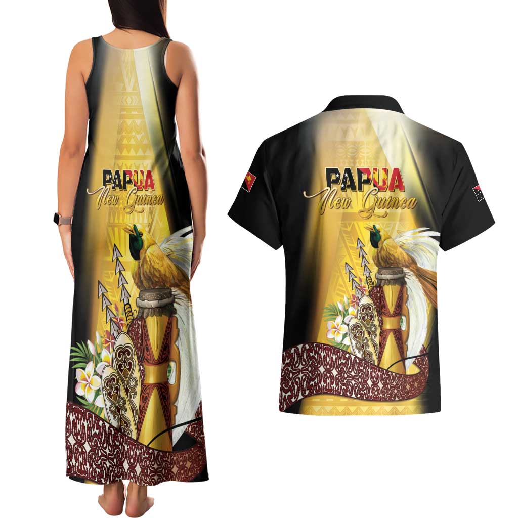 Papua New Guinea Couples Matching Tank Maxi Dress and Hawaiian Shirt 50 Years Of Independence LT05 - Polynesian Pride