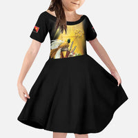 Papua New Guinea Family Matching Long Sleeve Bodycon Dress and Hawaiian Shirt 50 Years Of Independence LT05 Daughter's Dress Gold - Polynesian Pride