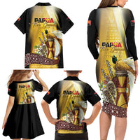 Papua New Guinea Family Matching Long Sleeve Bodycon Dress and Hawaiian Shirt 50 Years Of Independence LT05 - Polynesian Pride
