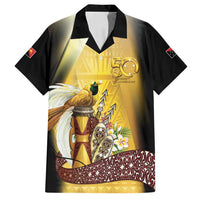 Papua New Guinea Family Matching Summer Maxi Dress and Hawaiian Shirt 50 Years Of Independence LT05 Dad's Shirt - Short Sleeve Gold - Polynesian Pride
