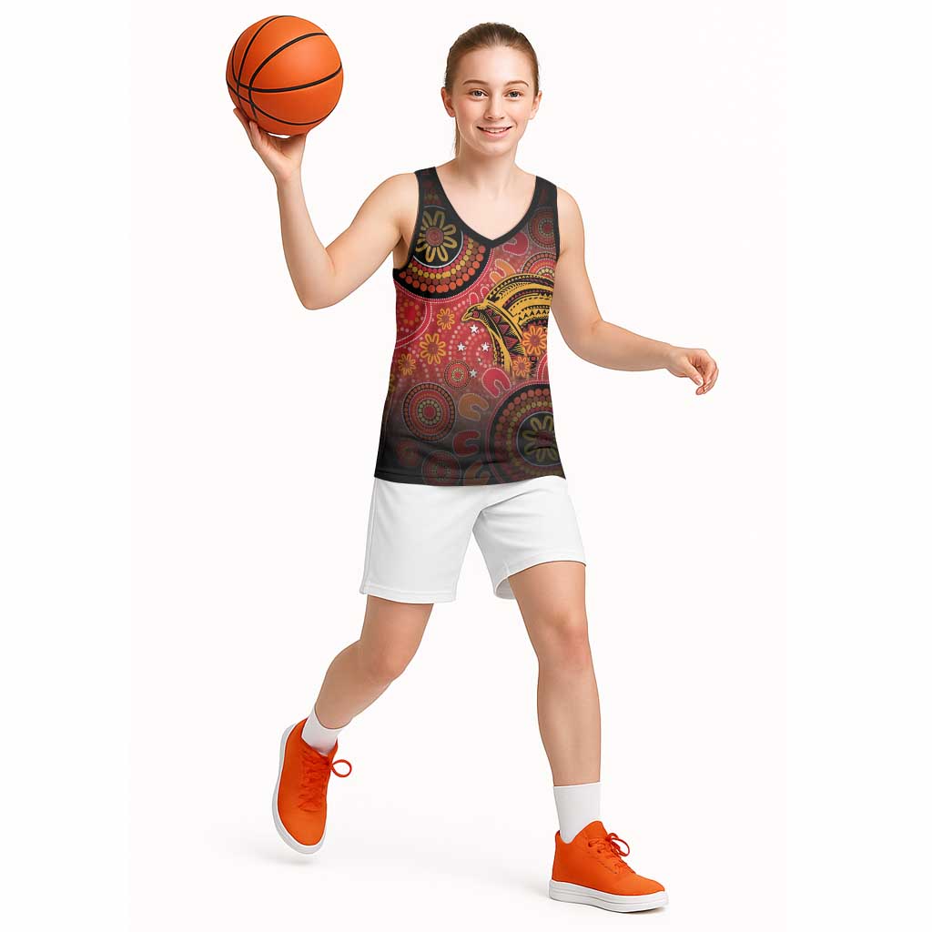 Papua New Guinea Basketball Jersey Birds Of Paradise With Aboriginal Pattern - Polynesian Pride