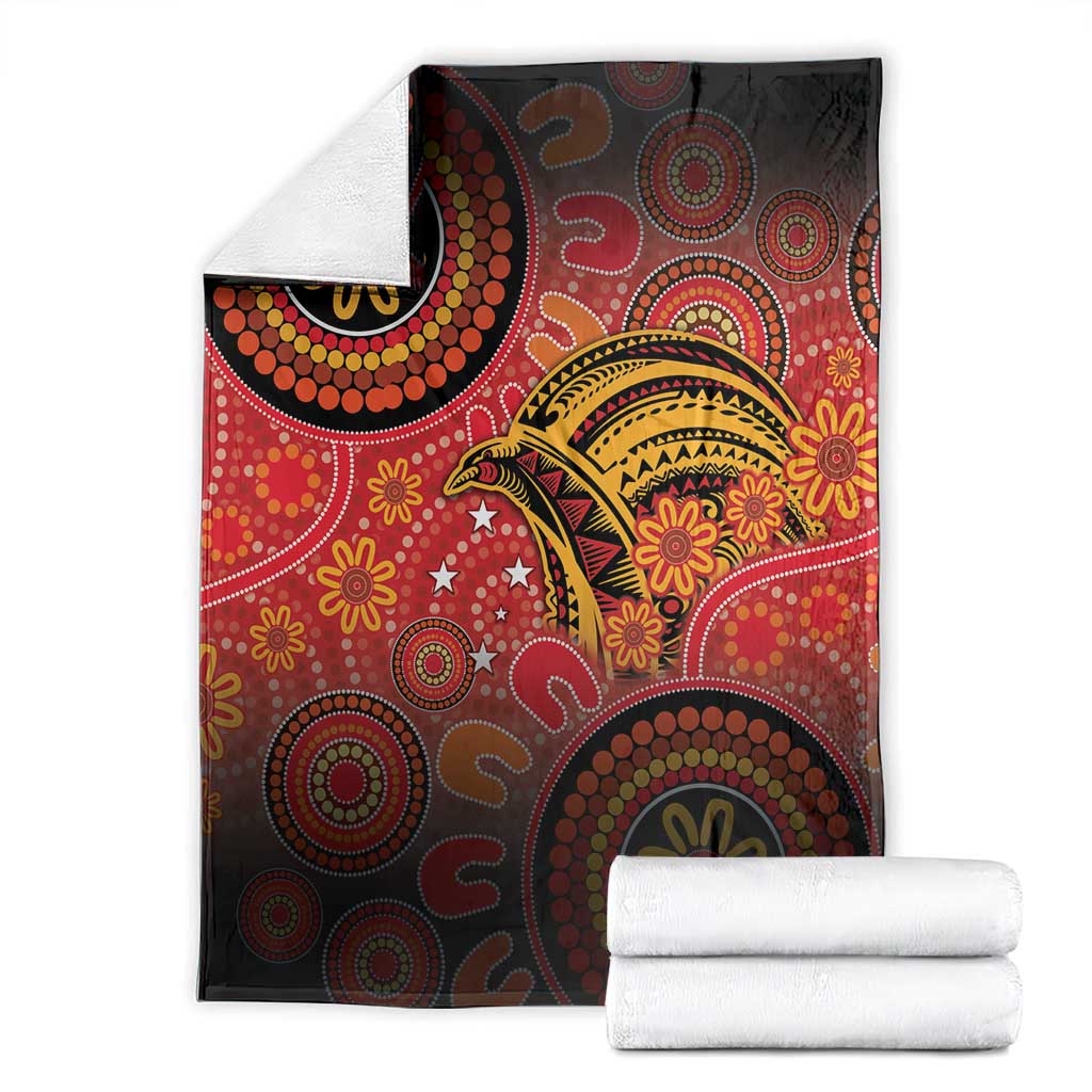 Papua New Guinea Blanket Birds Of Paradise With Aboriginal Pattern - Polynesian Pride