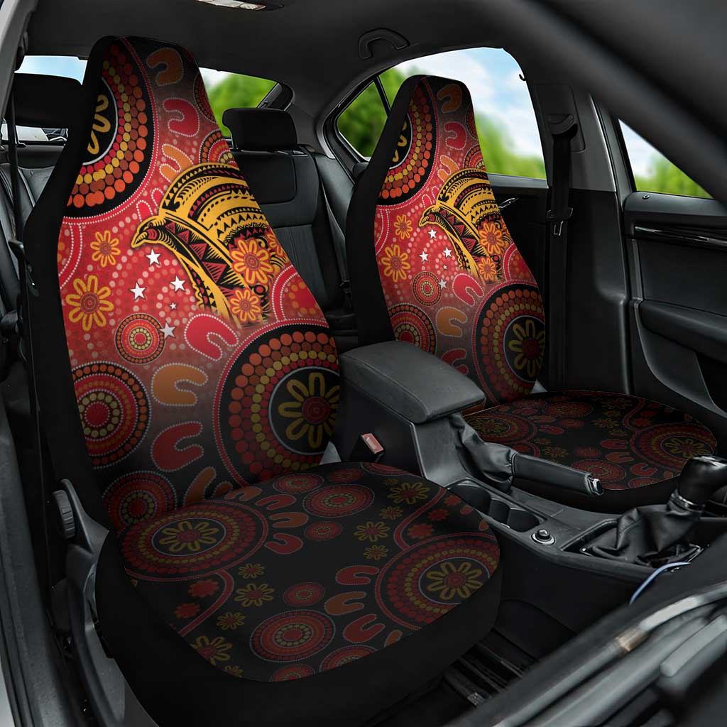 Papua New Guinea Car Seat Cover Birds Of Paradise With Aboriginal Pattern LT05 One Size Red - Polynesian Pride