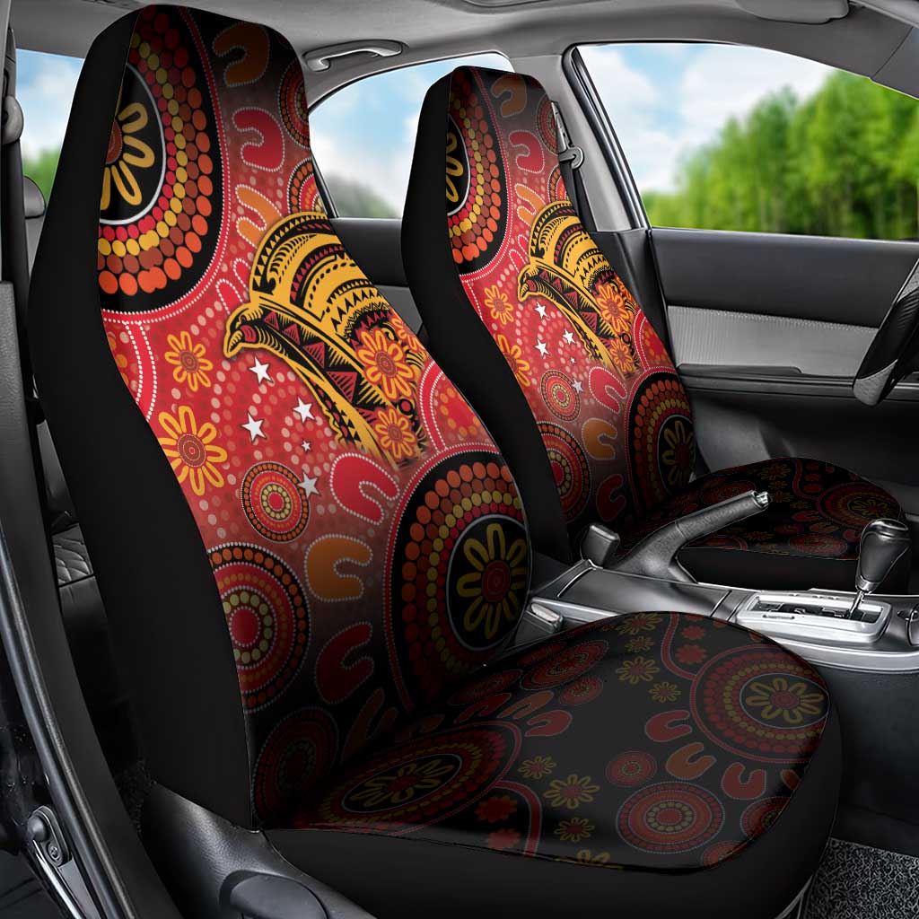 Papua New Guinea Car Seat Cover Birds Of Paradise With Aboriginal Pattern LT05 - Polynesian Pride