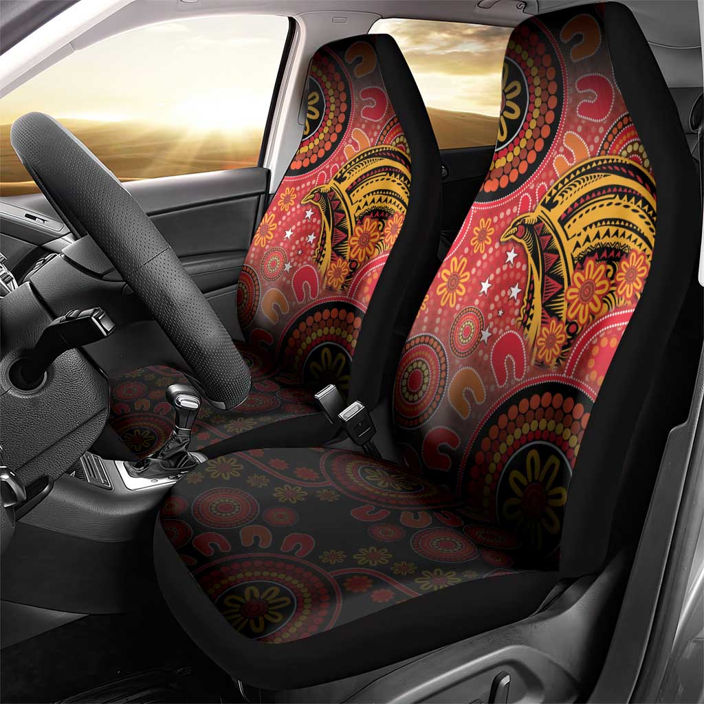 Papua New Guinea Car Seat Cover Birds Of Paradise With Aboriginal Pattern LT05 - Polynesian Pride