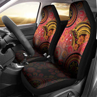 Papua New Guinea Car Seat Cover Birds Of Paradise With Aboriginal Pattern LT05 - Polynesian Pride