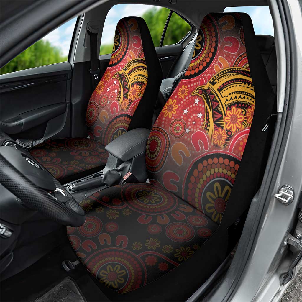 Papua New Guinea Car Seat Cover Birds Of Paradise With Aboriginal Pattern LT05 - Polynesian Pride