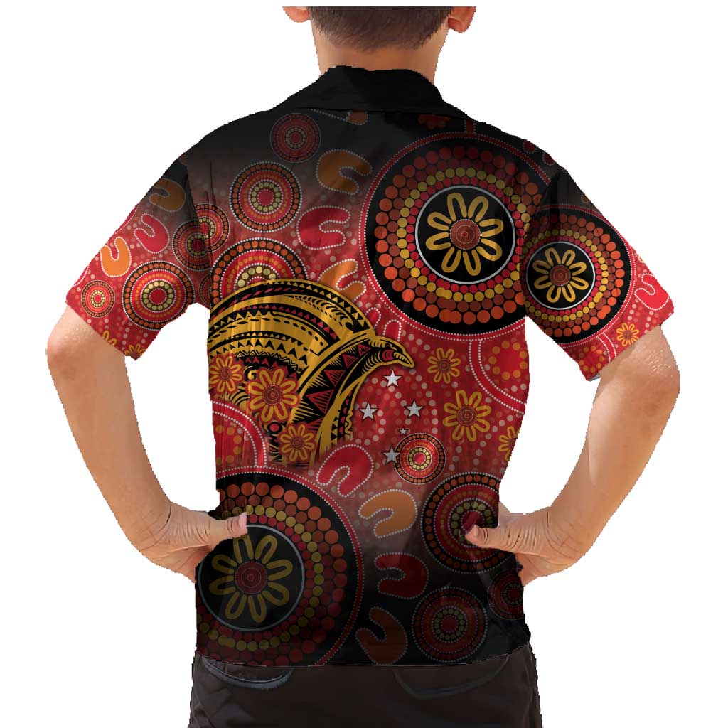 Papua New Guinea Family Matching Mermaid Dress and Hawaiian Shirt Birds Of Paradise With Aboriginal Pattern LT05 - Polynesian Pride