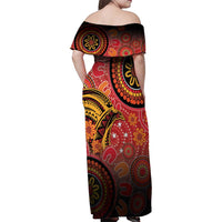 Papua New Guinea Family Matching Off Shoulder Maxi Dress and Hawaiian Shirt Birds Of Paradise With Aboriginal Pattern LT05 - Polynesian Pride