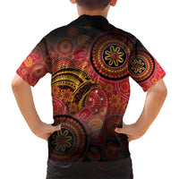 Papua New Guinea Family Matching Short Sleeve Bodycon Dress and Hawaiian Shirt Birds Of Paradise With Aboriginal Pattern LT05 - Polynesian Pride