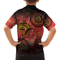 Papua New Guinea Family Matching Tank Maxi Dress and Hawaiian Shirt Birds Of Paradise With Aboriginal Pattern LT05 - Polynesian Pride