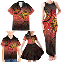 Papua New Guinea Family Matching Tank Maxi Dress and Hawaiian Shirt Birds Of Paradise With Aboriginal Pattern LT05 - Polynesian Pride