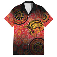 Papua New Guinea Family Matching Tank Maxi Dress and Hawaiian Shirt Birds Of Paradise With Aboriginal Pattern LT05 Dad's Shirt - Short Sleeve Red - Polynesian Pride